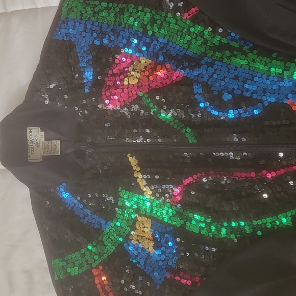 Vintage RegencyCollection for Joyce sz 12 Jacket Sequins Zipper Black Co… - Picture 4 of 12